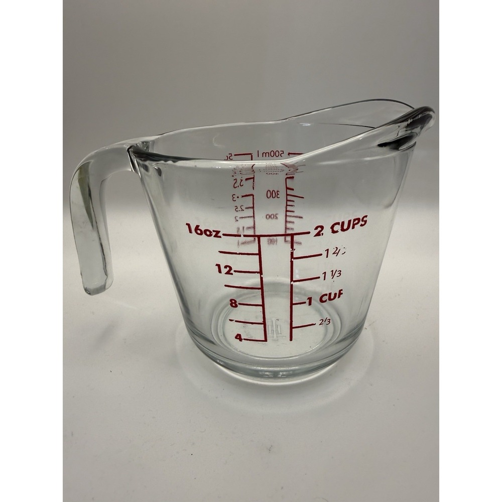 Anchor Hocking Fire King 2 Cup 16 Oz Glass Measuring Cup Red Letters